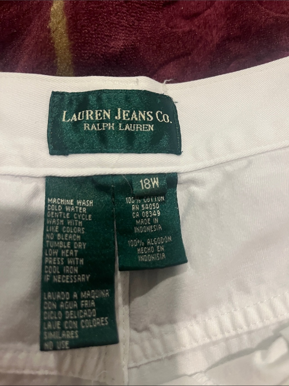 Lauren Jeans Co White Capri length 100% cotton,size 18W - Picture 2 of 6